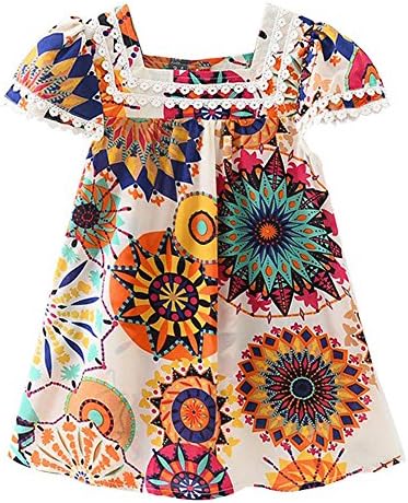 Hot Sale！Bohemian Princess Dress,BeautyVan Cartoon Fashion Toddler Kids Girls Flower Dresses Summer Sundress (3T, Yellow)