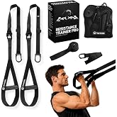 THYSOL Suspension Resistance Trainer PRO Suspension Straps with Door Anchor | Exercise straps for home gym full-body workouts. Home suspension training kit to build strength with adjustable straps.
