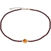 Wizock Spiritual Crystals and Stones Beaded Necklace Citrine Necklaces for Women Wealth Balance Adjustable Birthstone Jewelry Choker