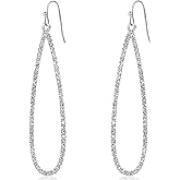 Simulated Diamond Teardrop Dangle Earrings for Women - Cubic Zirconia Crystal Long Dangling Earrings