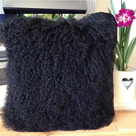 Amazon Com Seek4comfortable Black Mongolian Fur Pillow Real