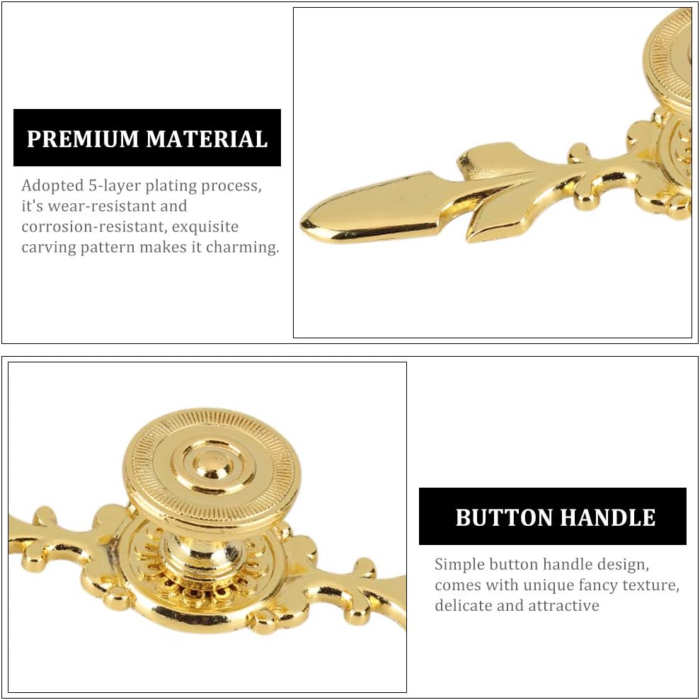 Set of 4 Vintage Style Pull Handle Door Knobs Back Plate for Home Furniture Drawers Cabinets Wardrobes Cupboard Cabinet with Screw Gold - Image 4