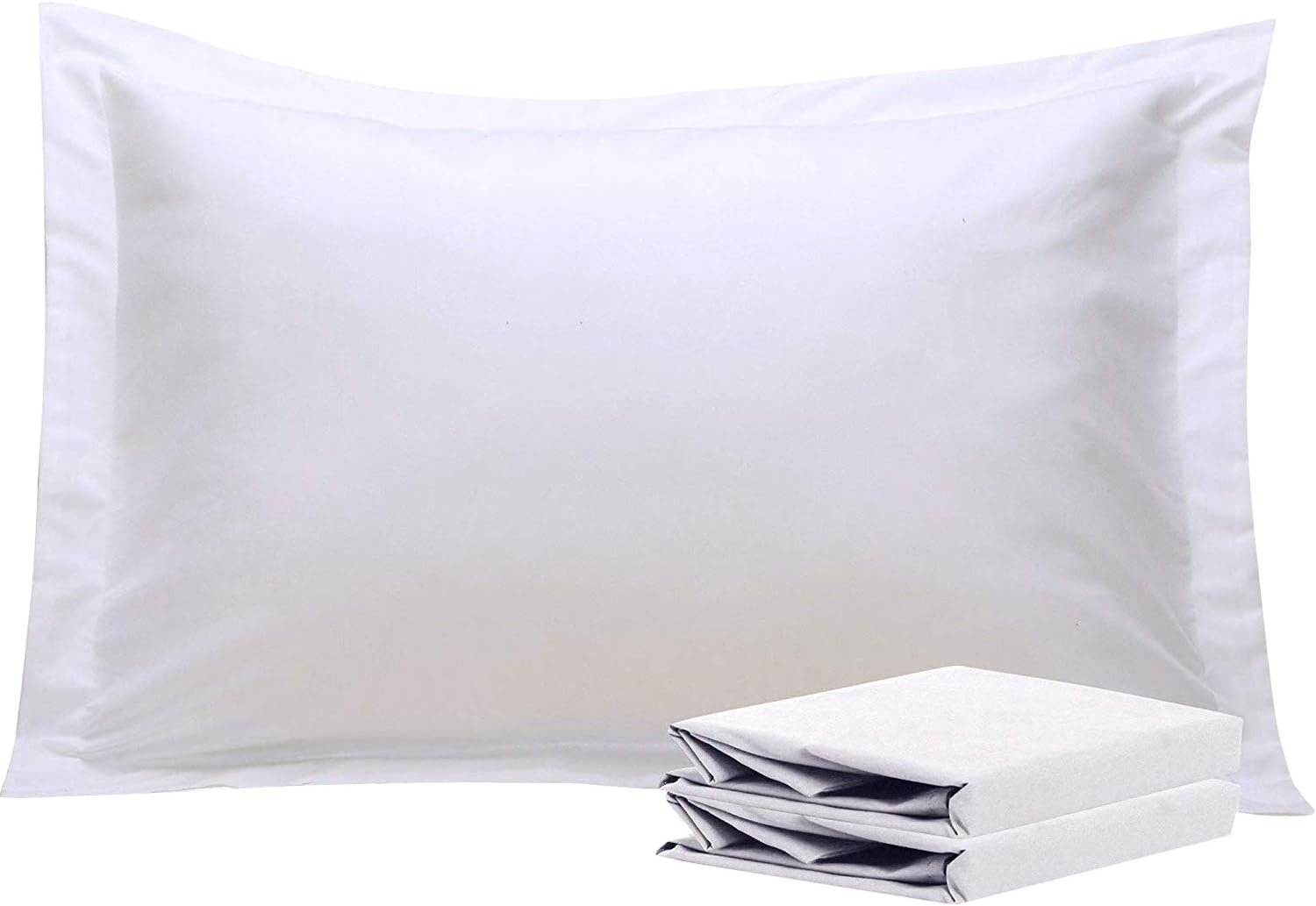 NTBAY Queen Pillow Shams, Set of 2, 100% Brushed Microfiber, Soft and Cozy, Wrinkle, Fade, Stain Resistant (White, Queen)