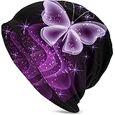 Butterfly Pattern Beanie Chemo Hat Cancer Headwear Knitted Hats Baggy Slouchy Scarf Cap for Adults Women Men
