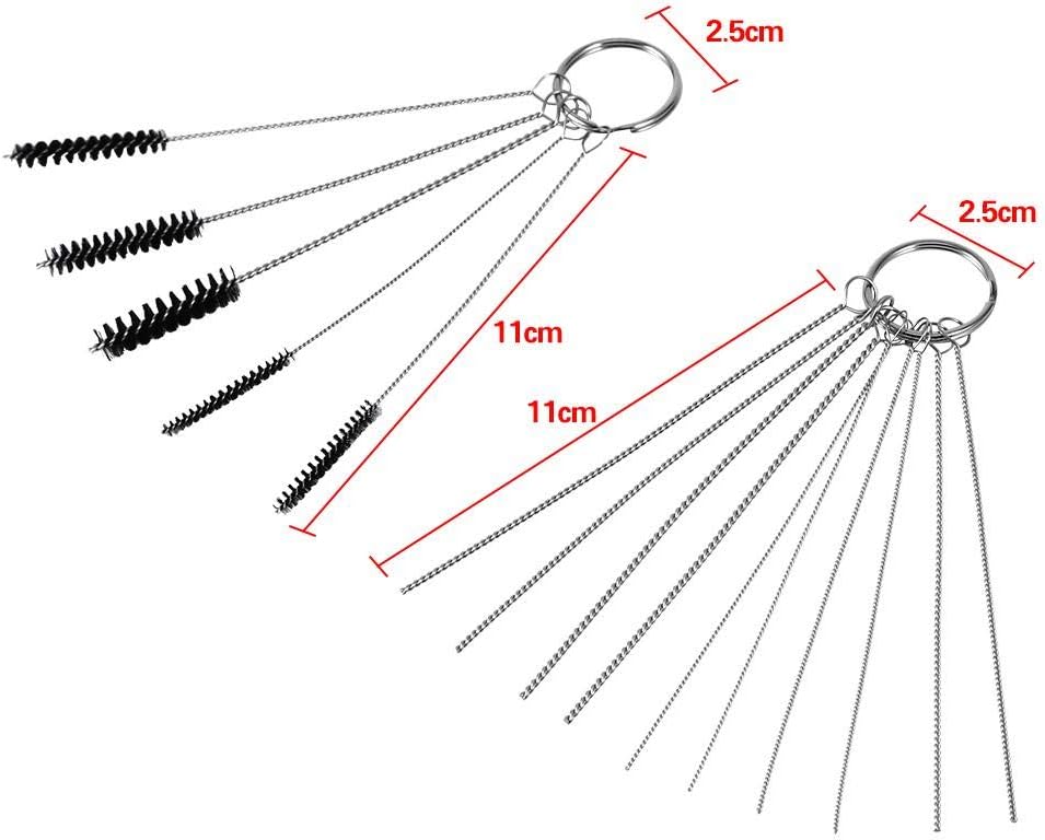 Aramox Carburetor Carbon Dirt Jet Remove 10 Cleaning Needles and 5 Brushes Tool Kits for Car & Motor, normal - Image 3