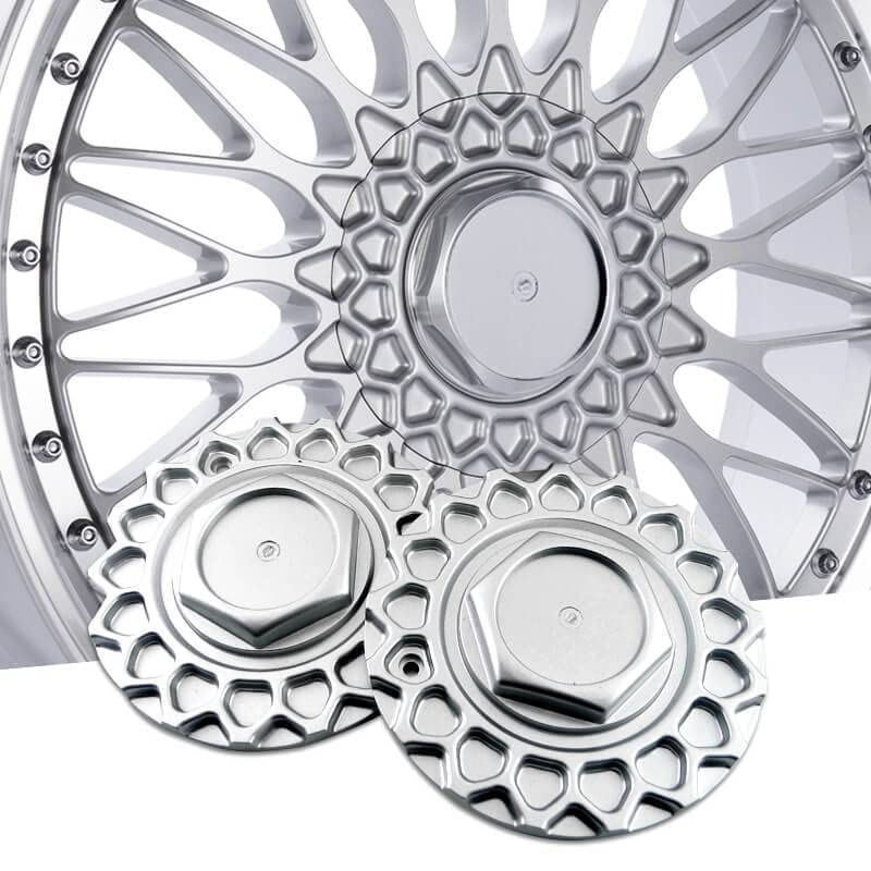 Photo 1 of RhinoTuning 168mm (6.61in) Wheel Center Caps Compatible with BBS RS Style 5 Rims 09.24.028 Silver Hub Covers