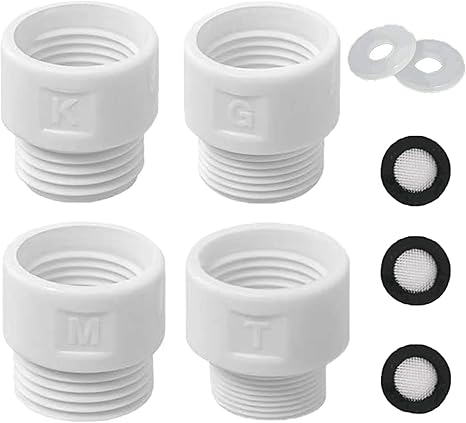 Amazon 四紀 シャワーヘッド シャワーホース用アダプターセット 水栓金具 Kvk Mym Inax 東京ガス スパナと防漏リング付き ホワイト 浄水器 ポット交換カートリッジ オンライン通販