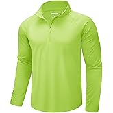 CRYSULLY Men's Long Sleeve 1/4 Zip Shirts Sun Protection Pullover UPF 50+ Rash Guard Running Lightweight T Shirt