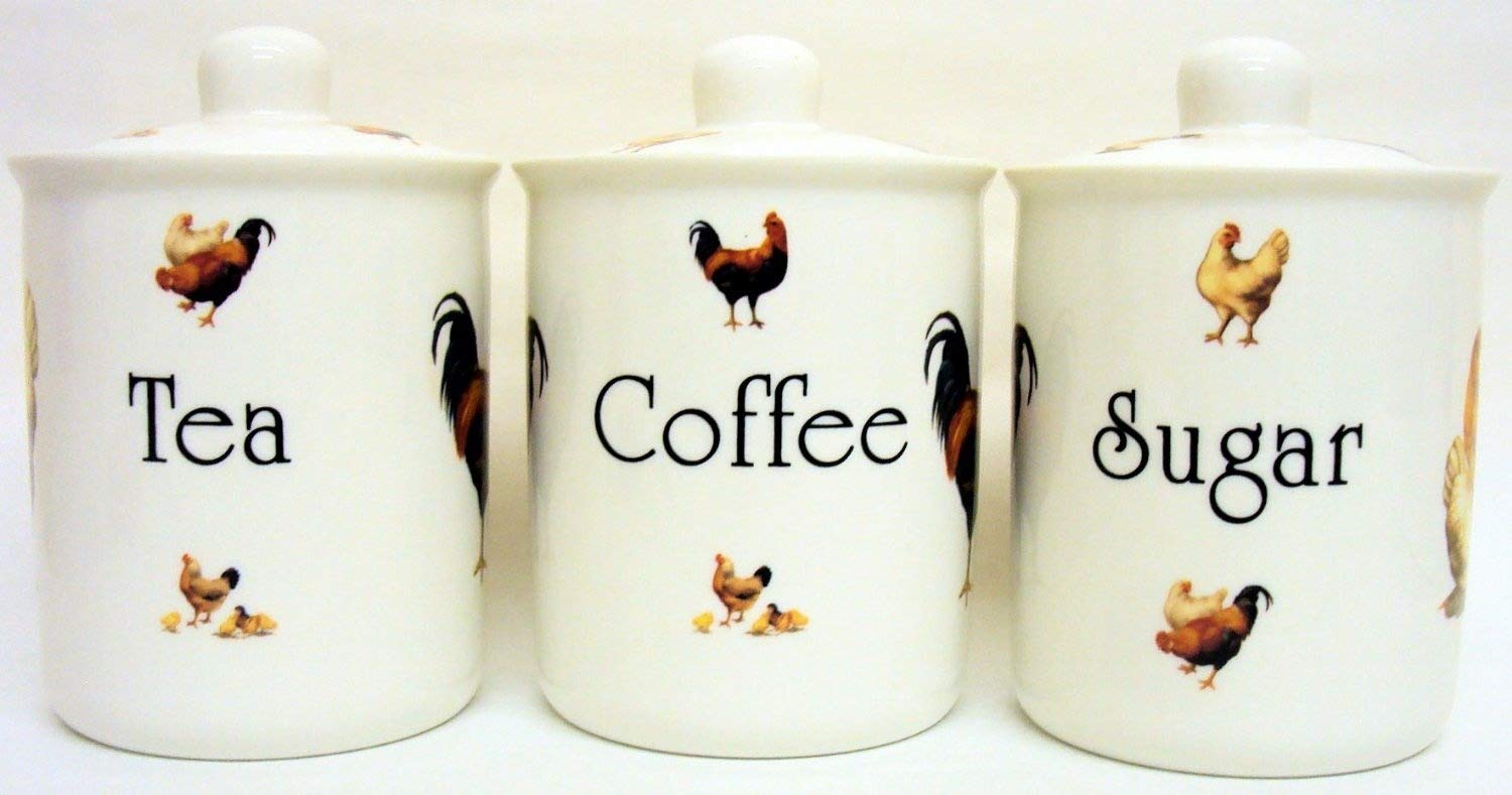 chicken tea coffee sugar canisters