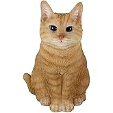Ebros Gift Adorable Fat Feline Orange Tabby Cat Kitten Sitting Figurine 7.5" Tall Kitty Cats Collectible Decor