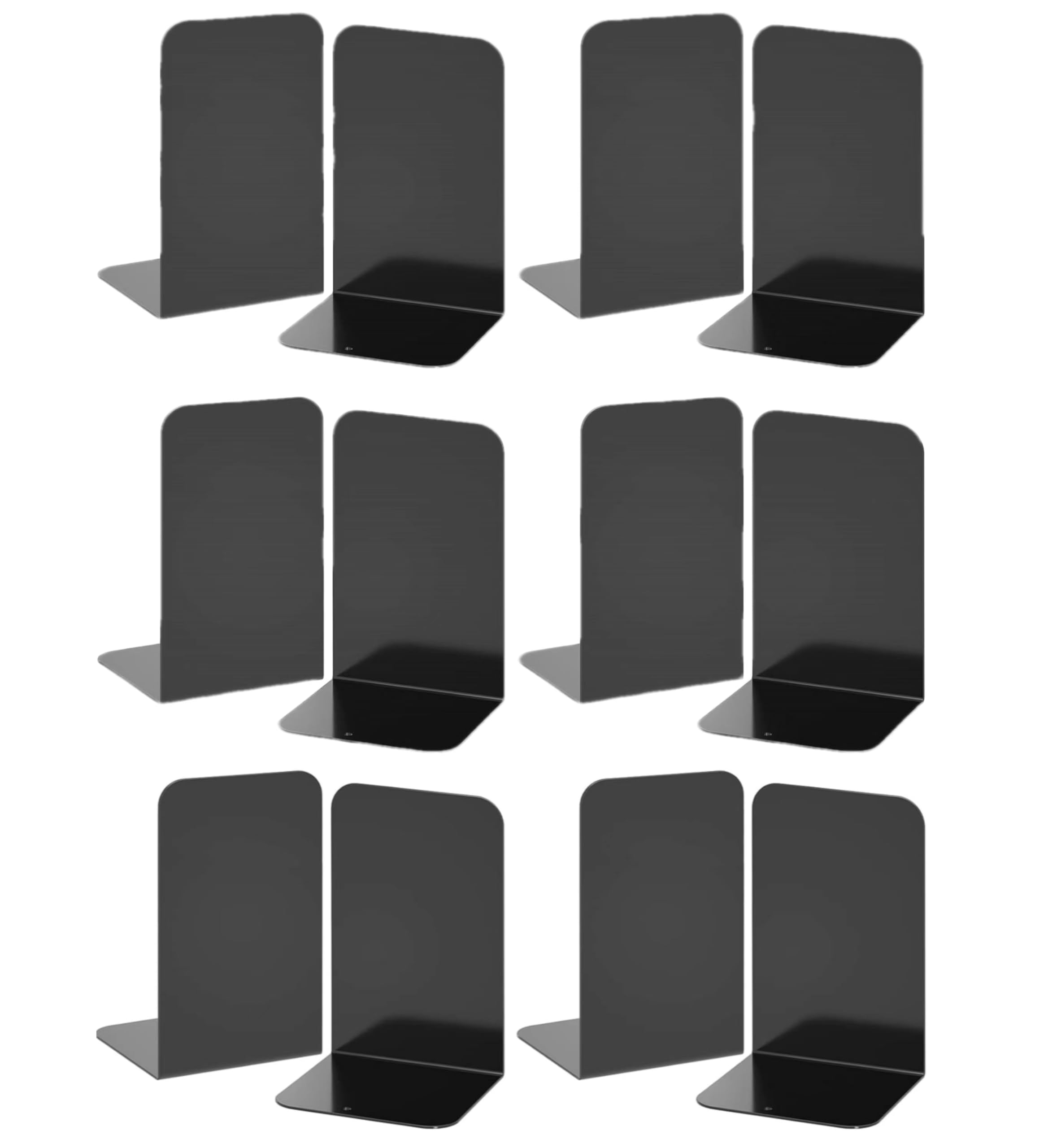Deefongo12pcs Black Decorative Metal Bookends,Heavy Duty Bookends,Book Ends for Shelves Divider Stopper Holder, Black Metal Book ends with Non-Slip Rubber Pad for Decor,Home,Office