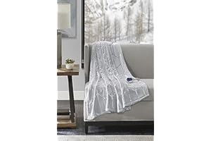 Sleep Philosophy True North Raina Electric Blanket Plush Throws-Low EMF-50" x 60"-Metallic Geometric Print Cozy Soft-3-Setting Heat Controller-5 Years Warranty, 50X60 Inches, Grey