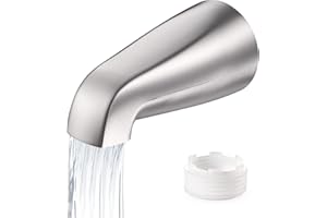 Fosenlion Universal Bathtub Faucet Replacement Tub Spout –– Fast-Fill, No-Leak Metal Faucet, Easy Installation, Fits 1/2" IPS & 3/4" IPS Thread Pipes, Includes Adapter (Brushed Nickel)