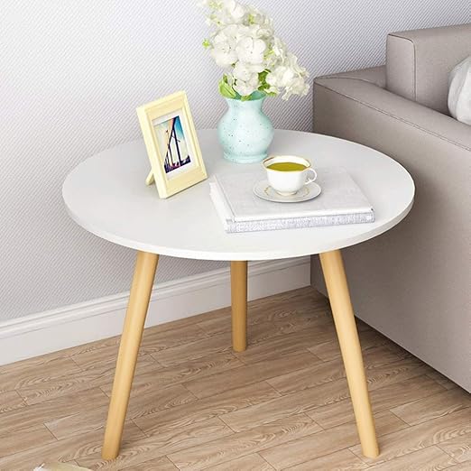 Amazon Com Round Coffee Table Solid Wood Side Table Work Table Bedroom Bedside Living Room Sofa Terrace Match Wood Color Color White Home Kitchen