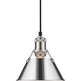 Golden Lighting 3306-S PW-CH Orwell Mini Pendant, Transitional, Pewter with Chrome Shade