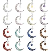 SUPERFINDINGS 16Pcs Gemstone Chip Moon Pendants 8 Styles Natural Crushed Stone Moon Charms Crescent Pendant Bent MoonStar Pendant Coloful Dangle Charms for Jewelry Making DIY Craft