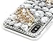 Mavis's Diary iPhone X Case, iPhone Xs Case, Full Edge Protective Plastic Case, 3D Handmade Crystal Clear Bling Diamonds Shiny White Rhinestone Gold Crown Plush Fox Hard PC Cover for iPhone X/Xs