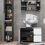 Vicco J-Shape Bathroom Furniture Set, Anthracite, 3 Parts with Tall Cabinet view 5