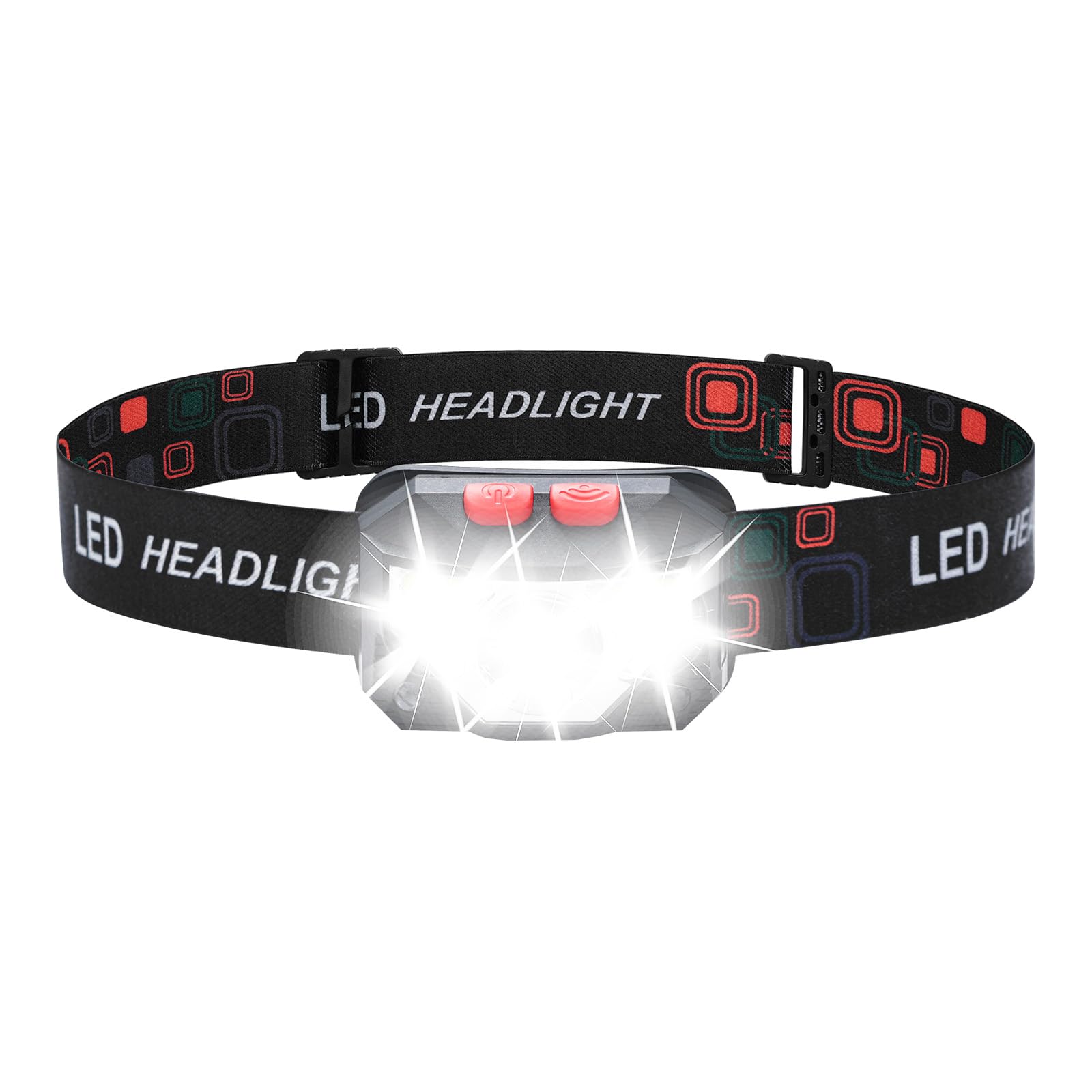 GRIFEMA Rechargeable LED Head Torch, 8 Light Modes with Motion Sensor, IPX45 Waterproof, 1200mAh Battery, Adjustable Angle, Lightweight Headlamp for Running, Hiking, Camping, Fishing etc.