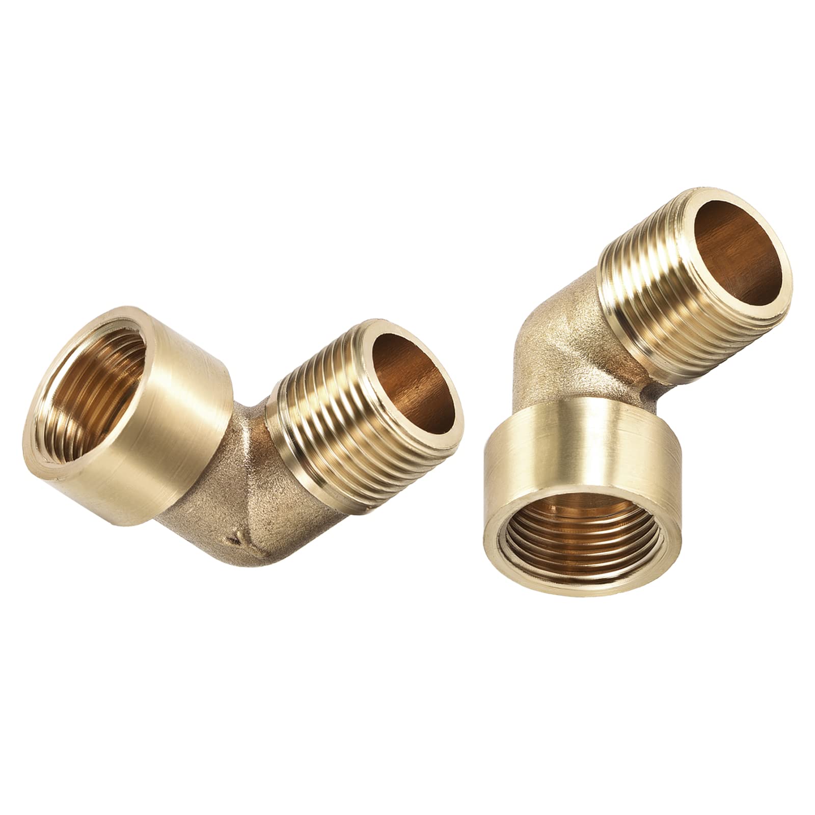 DTGN 3/8 BSP x 3/8 BSP(Male x Female) 90 Degree Elbow Pipe Fitting - 2Pack - Good for Water Pipe System - Brass Tube Fittings - Gold Tone