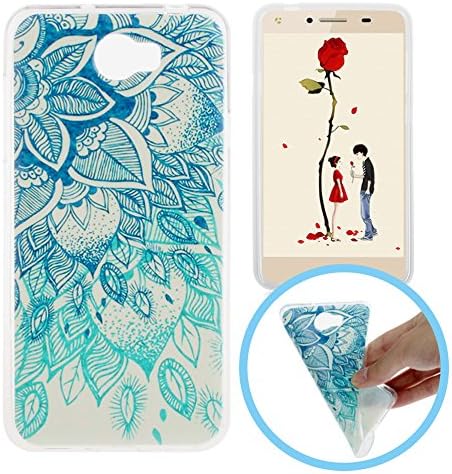 Silingsan Silicone Case for Huawei Y5 II/Y5 2 TPU Rubber Gel Cover Ultra Slim Thin Phone Skin Soft Flexible Shell Anti-Scratch Anti-Shock Protective Bumper - Blue Mandala Flower