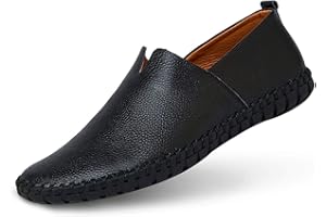 MITVR Men's Genuine Leather Loafer Shoes Slip On Soft Walking Driving Shoes