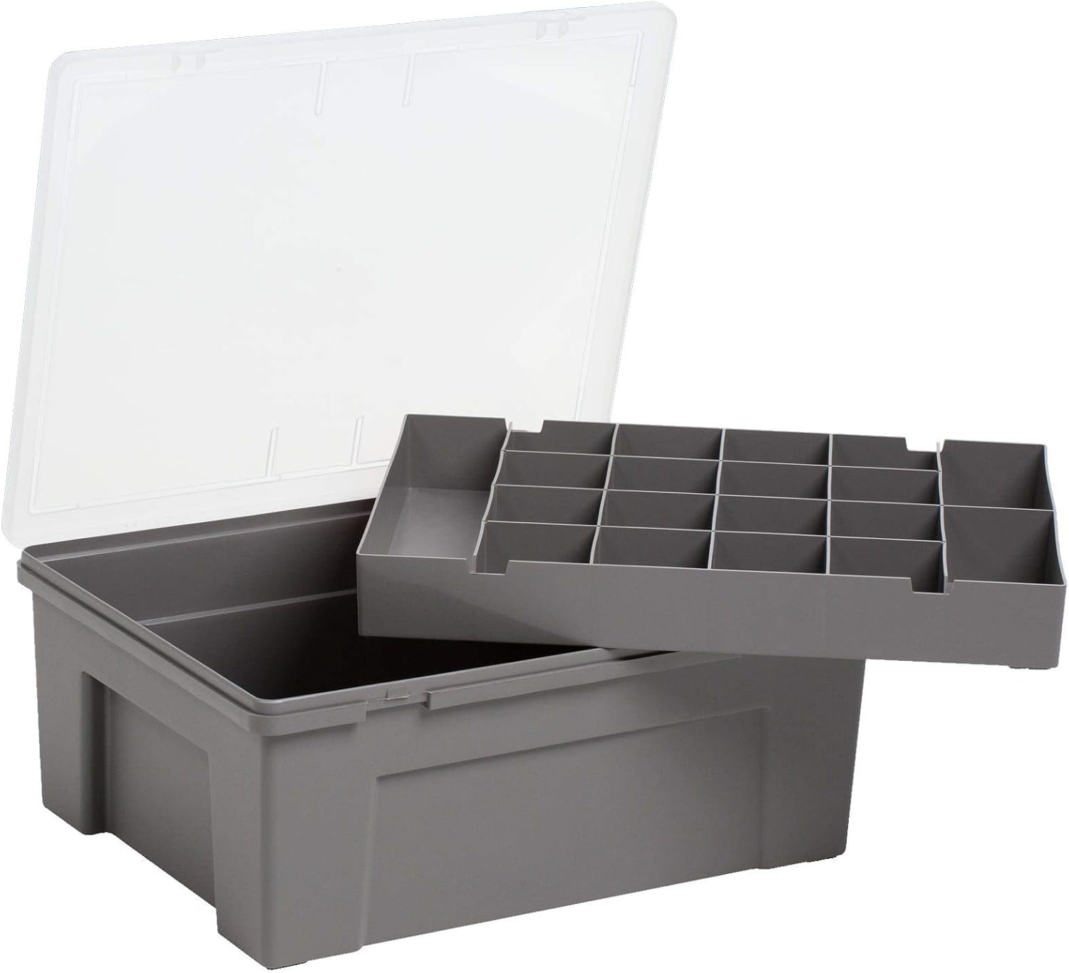 Wham Organiser Storage Box 38cm Colours Listed Grey/Clear Amazon.co