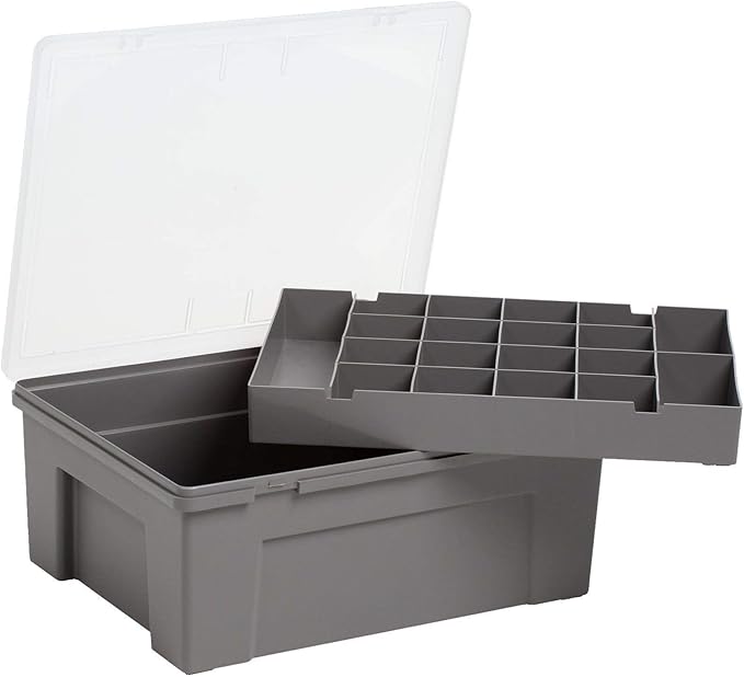 Wham Organiser Storage Box 38cm Colours Listed Grey/Clear Amazon.co