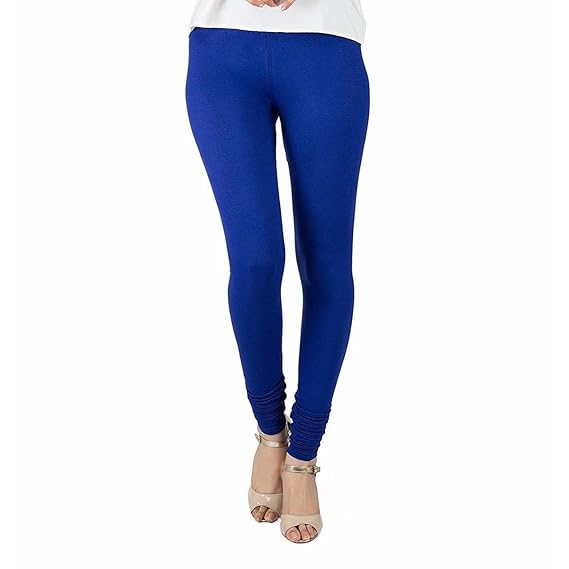 Riyana Woman's Cotton Lycra Leggings With V Cut ( L20_Royal-Blue_Free Size)