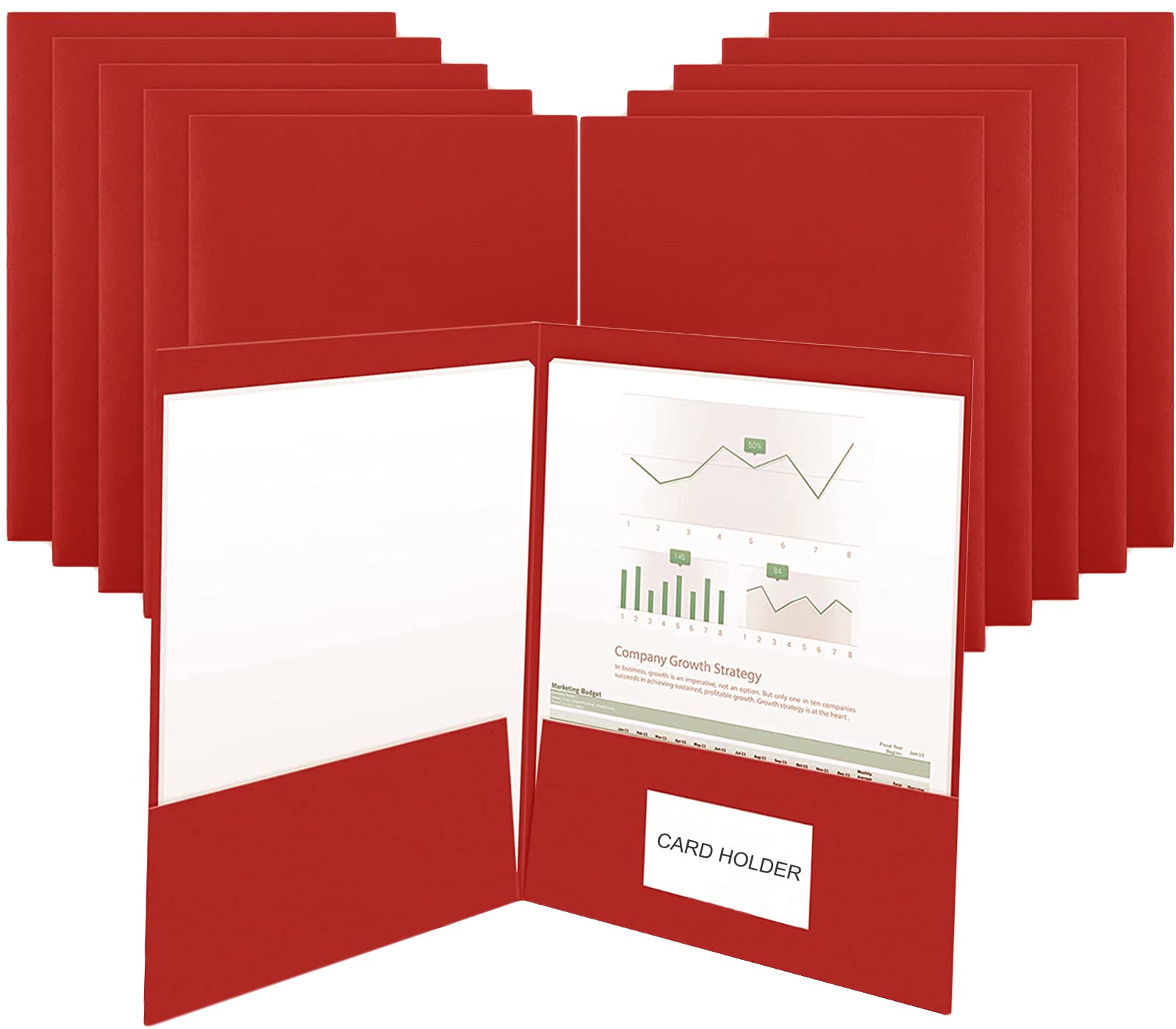 10pcs Easy-Access A4 Paper Folder with 2 Pockets Report File Presentation Project Folders with Card Holder Document Portfolios File Jackets Paperwork Organizer Pockets Folder for Office School Home