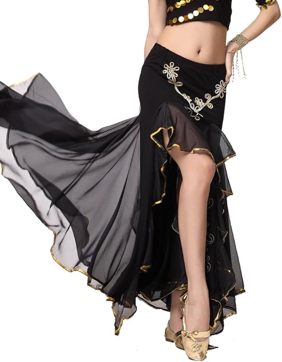 Roter Bauchtanz Rock Mit Seitenschlitzen - 95cm Langer Performance Rock Für Tanz & Shows