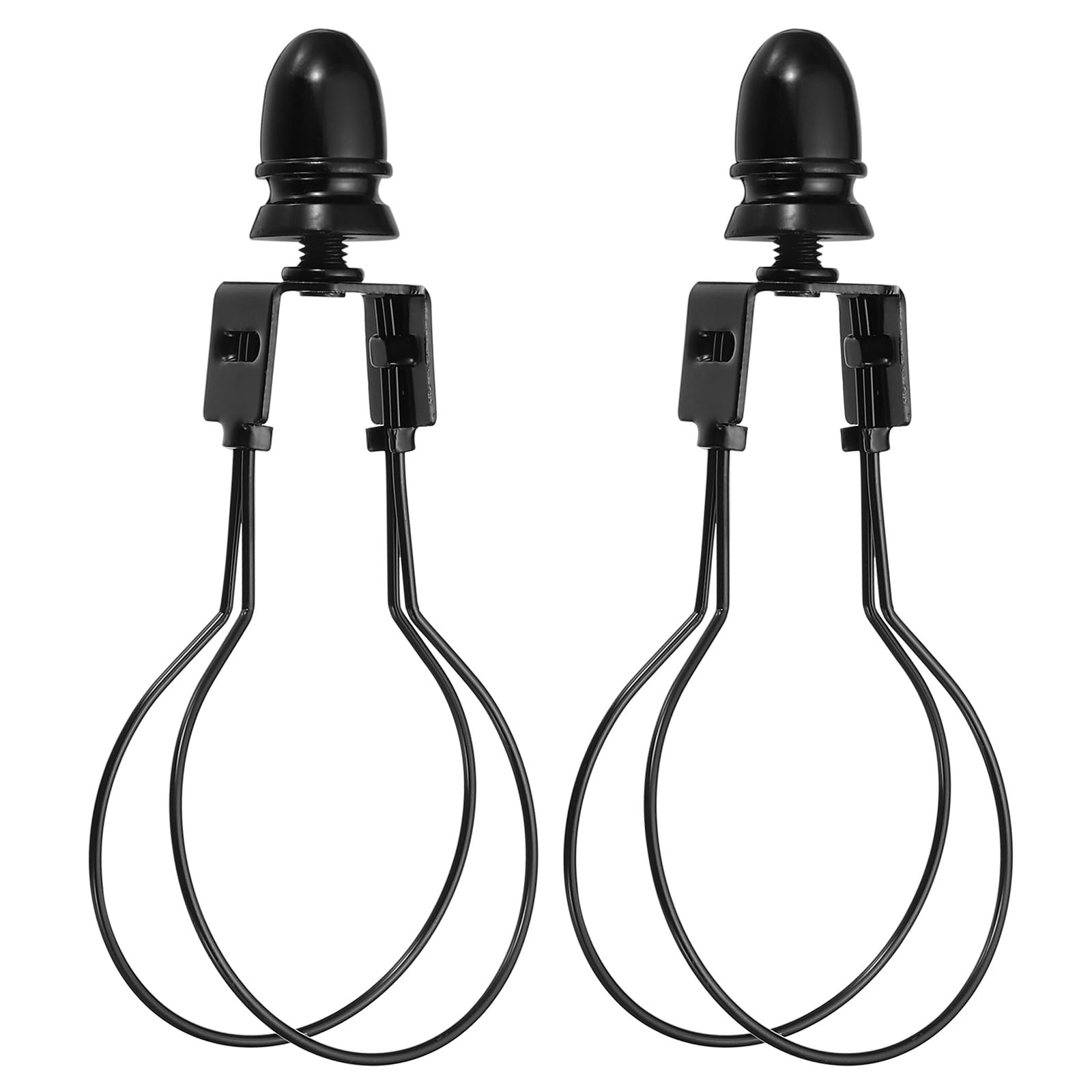 PATIKIL Light Bulb Holder with Finial, 2 Pack Metal Adjustable Lamp Shade Bracket Clip Adapter for Table Floor Lamp, Black