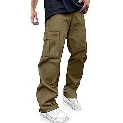 PLEPAN Men's Casual Cargo Pants Drawstring Hiking