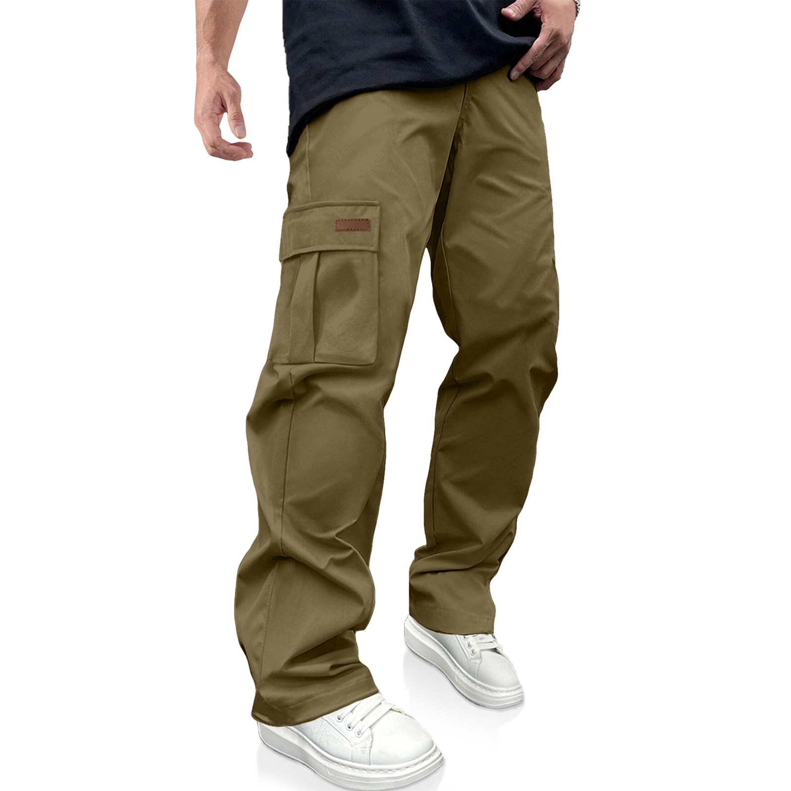 PLEPAN Men's Casual Cargo Pants Drawstring Hiking