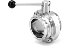QWORK Stainless Steel Sanitary Butterfly Valve with Pull Handle - for 3" Tube OD, 1 Pack