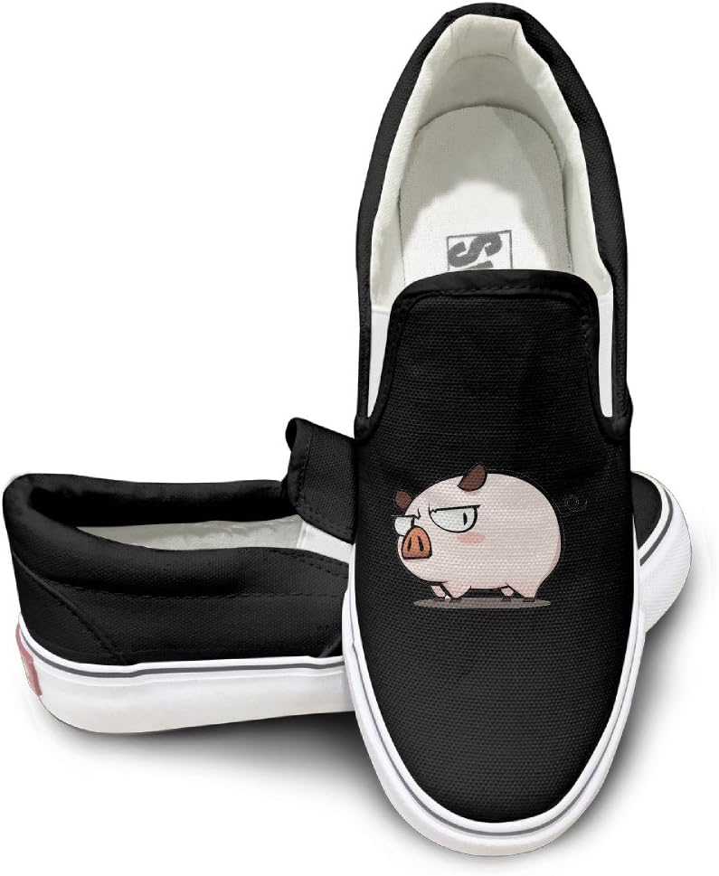 EWIED Unisex Classic Cute Pig Live Slip-On Shoes Black