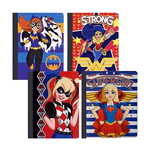 4-Pack DC Comics SuperHero Girls Composition Notebooks, 50 Wide-Ruled Sheets 9.75x7.5