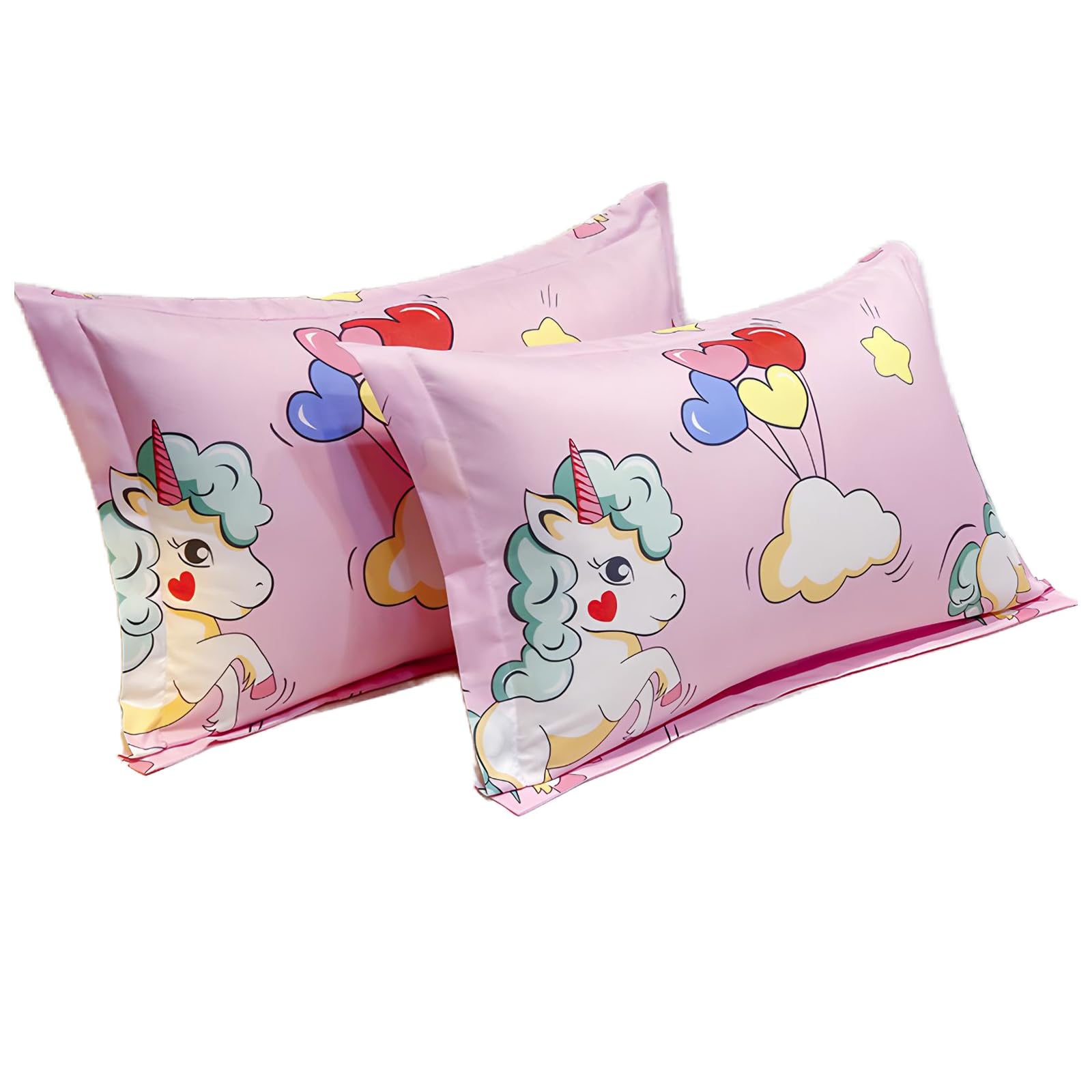 LHLZNB Baby Toddler Pillowcase,2 Pack 100% Cotton Pillow Cover,Cot Bed Pillow Pair Cases 50x75cmSoft and Breathable Baby Pillowfor Boy & Girl Bedding, Kids Travel Pillow Pillowcase ﻿ (Pink, Cartoon)