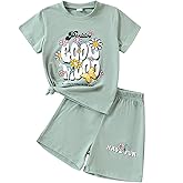 KIDLAGA Toddler Kid Girl Outfits Clothes Floral Short Sleeve T-Shirt Top + Waist Pocketed Summer Short Sets 4-7T Girl Clothes