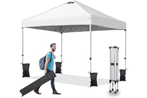 Nianles 10x10 Pop Up Canopy Tent, Ez Up Outdoor Canopy Instant Shade,Waterproof Adjustable Commercial Tent with Roller Bag, 8 Stakes, 4 Sand Bags and 4 Ropes White
