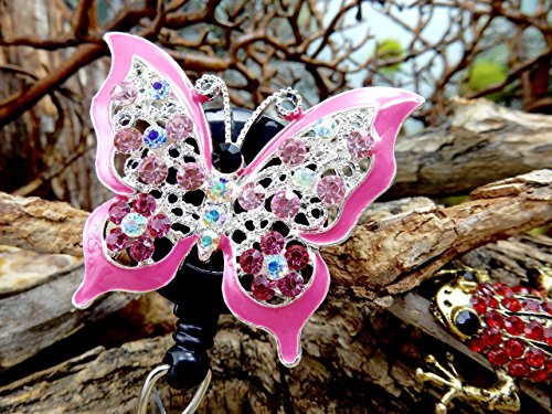 Butterfly Retractable Rhinestone Badge Reel Crystal Nurse ID Card Holder Name Identification Tag Clip Nursing Student Pinning Graduation Gift RN Medical Bling Jewelry Nurses Week Accessory 117