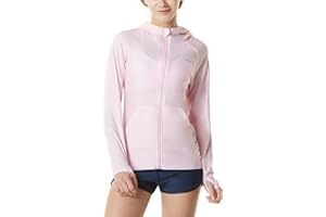 TSLA Women's Hoodie Zip Front Rash Guard, UPF 50+ Long Sleeve Swim Shirts, UV/SPF Sunscreen Wetsuit Swimsuit Top