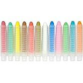 12PCS Non-toxic Dustless Chalk with Holder for Kids, Colored Sidewalk Chalk With Holder, Dust-free & Washable Toddler Chalk -