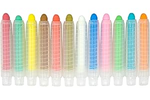 DR. MAGNET Dustless Kids Chalk - Sidewalk & Chalkboard Colored Chalk for Toddlers, Non-Toxic Washable, Outdoor Doodling & Drawing, 12pcs