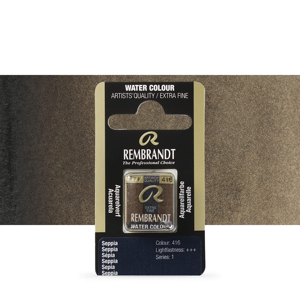 Royal Talens : Rembrandt Watercolour Paint : Half Pan : Sepia