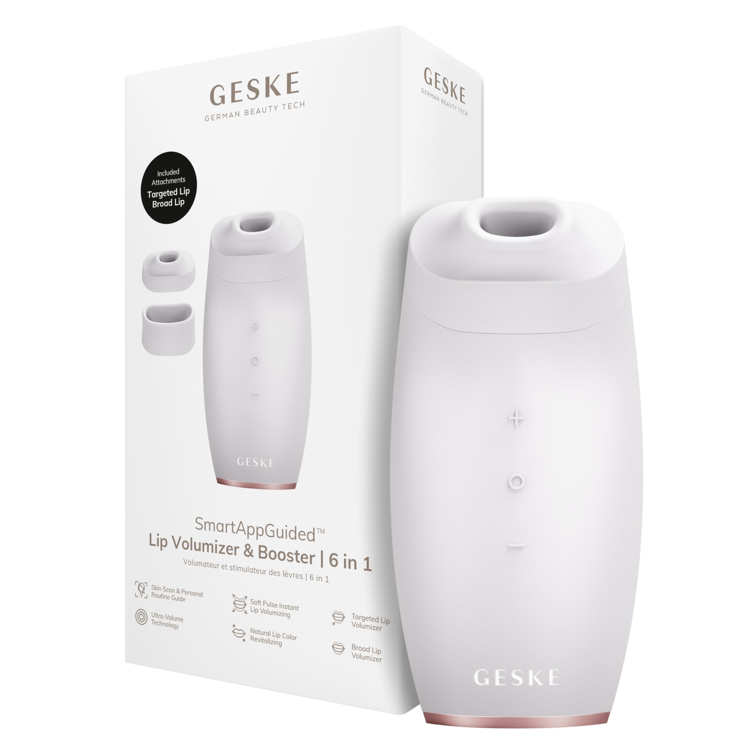 GESKE | SmartAppGuided™ Lip Volumizer & Booster | 6 in 1 | Quick Lip Plumper | Lip booster fuller lips | Automatic Lip Plumper & Lip Enhancer | Magnification Lips Volume Selfie
