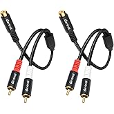 Devinal RCA Y Adapter 1 Feamle to 2 Male RCA Splitter, subwoofer Splitter Cable Gold Plated 10 inch