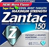 Zantac 150 Maximum Strength Tablets, Cool Mint, 65 Count, Helps Relieve and Prevent Heartburn Associated with Acid Indigestion or Sour Stomach, Use Before or After Meals or Before Bed at Night