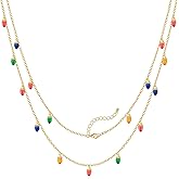 ENSKEFEN Christmas Necklaces for Women Colorful Light Bulb Necklace Christmas Tree Pendant Necklace Cute Xmas Reindeer Charm Necklaces Holiday Jewelry