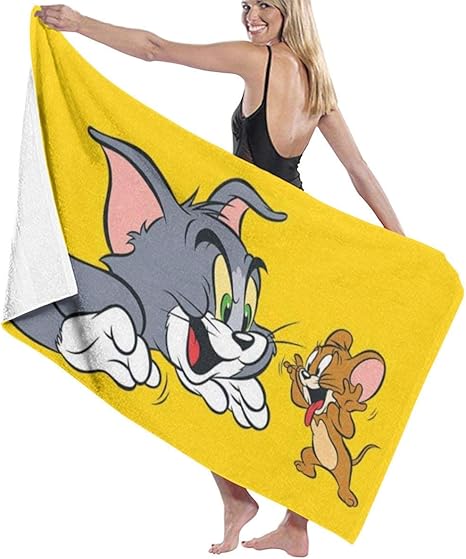 Amazon トムとジェリー ビーチタオル バスタオル グッズ 大判 マイクロファイバー 吸水 速乾 通気 かわいい ふわふわ 肌触り 家庭用 お風呂 プール ジム 旅行タオル おしゃれ 80 130cm タオル ホーム キッチン オンライン通販
